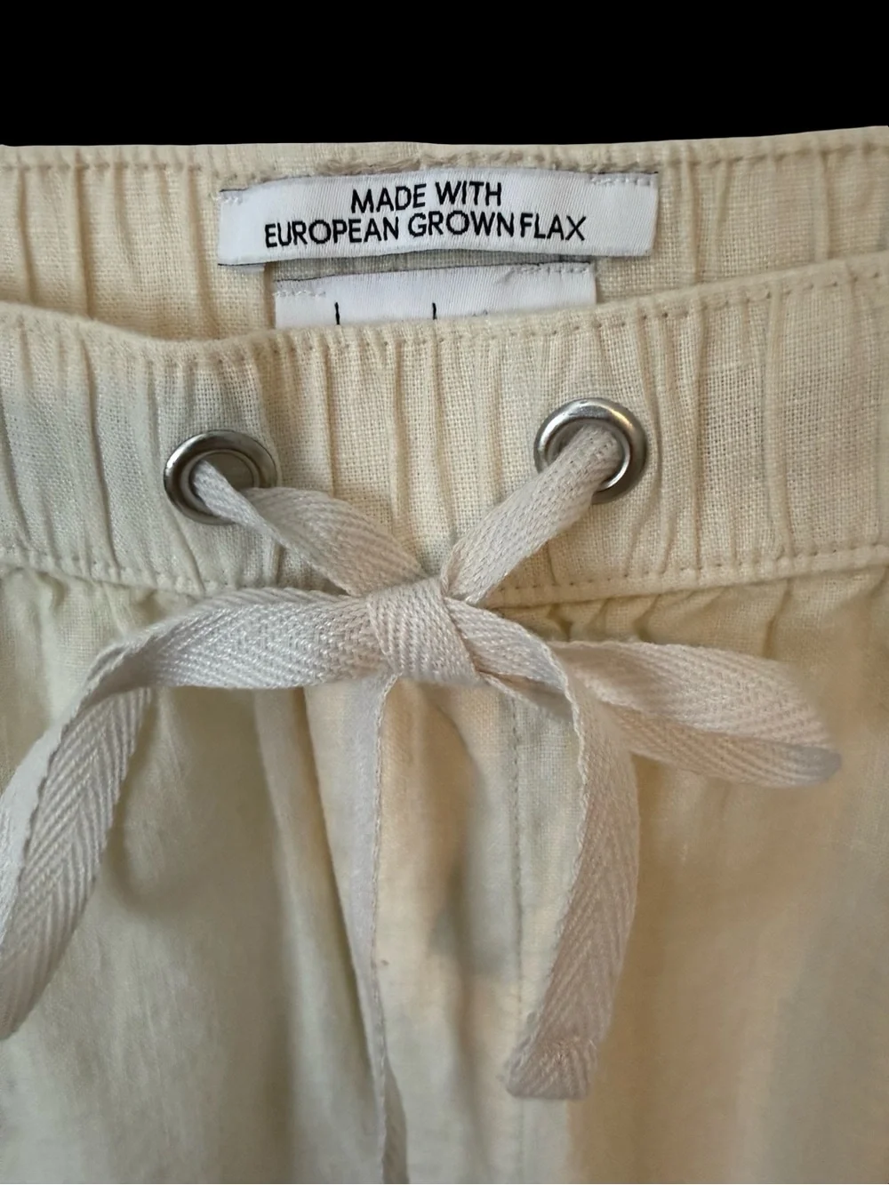 Linen CargoJoggers Women Medium Cream Pull On Draw String Streetwear Gorpcore